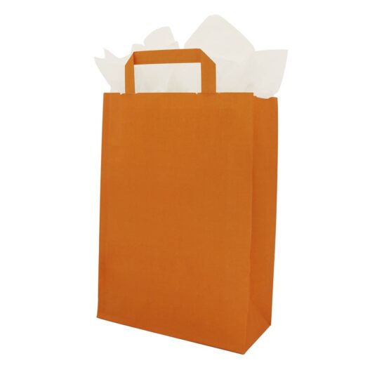 Papieren draagtassen platte handgrepen Oranje