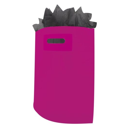 Plastic draagtassen magenta roze ingekleurd ldpe uitgestanste handgreep
