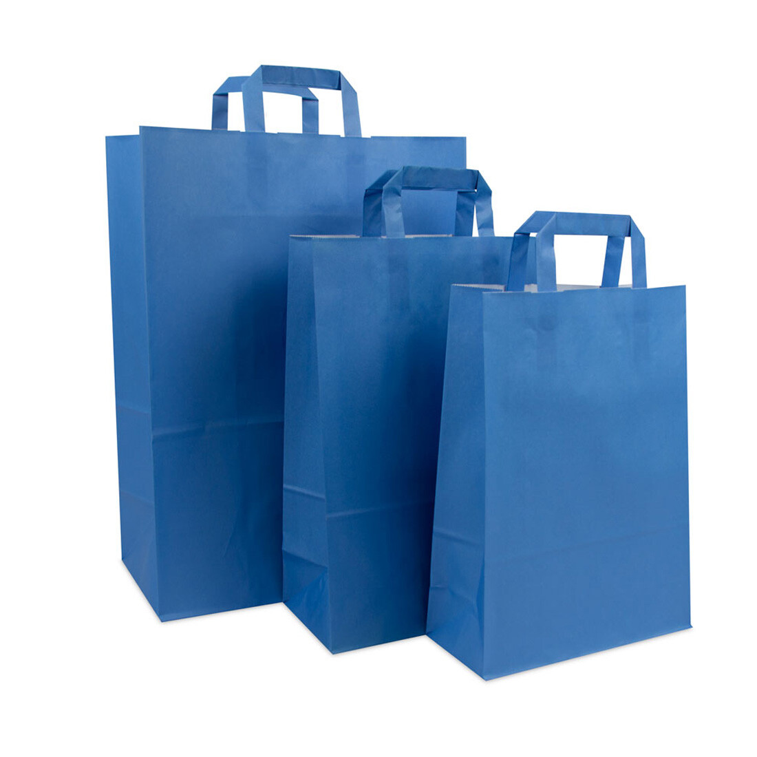 Papieren tassen met platte lussen - Blauw