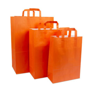 Papieren tassen met platte lussen - Oranje
