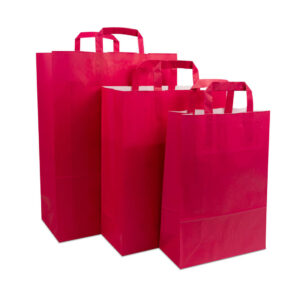 Roze Papieren tassen met platte lussen