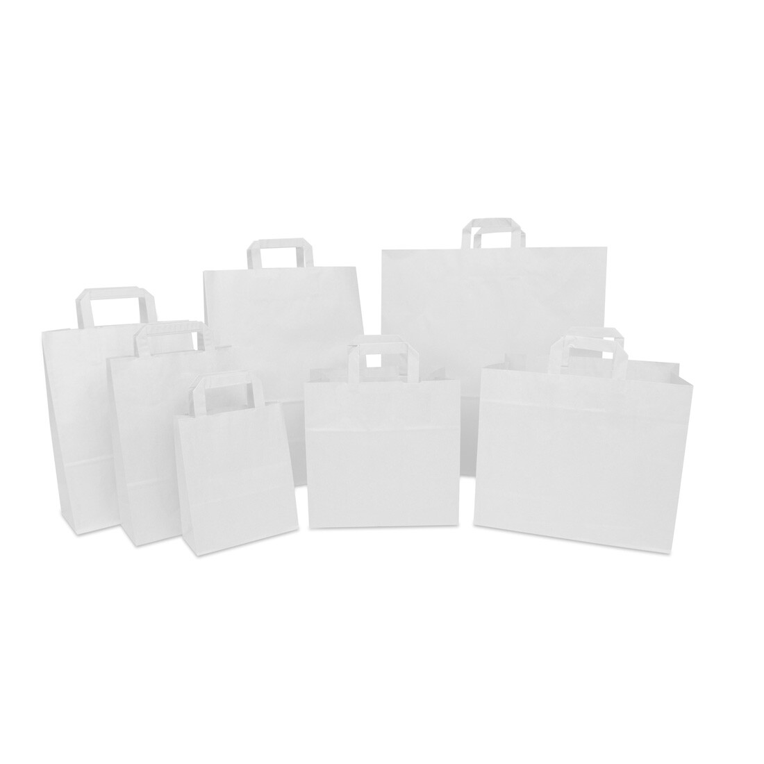 Papieren tassen met platte lussen - Wit