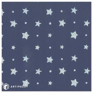 Holographic wrapping paper silver stars dark blue