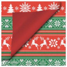 Kerst cadeaupapier - Opdruk in rood, wit & groen rendieren