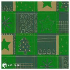 Kerst inpakpapier bomen & sterren kleur groen