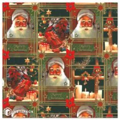 Vintage wrapping paper merry christmas Santa Claus