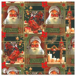 Vintage wrapping paper merry christmas Santa Claus