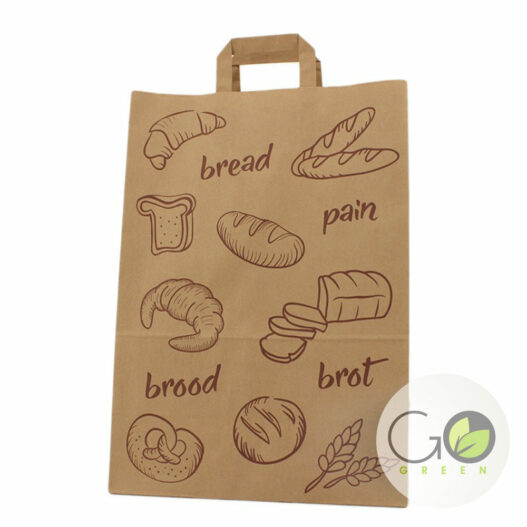 Bruine papieren draagtas platte lus opdruk brood