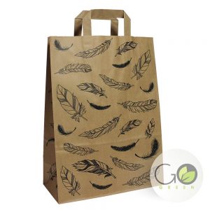 Papieren tas met platte handgrepen dessin: Veertjes en veren