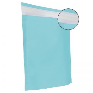 Papieren verzendzakken met brede bodem & plakstrip - Aqua blauw