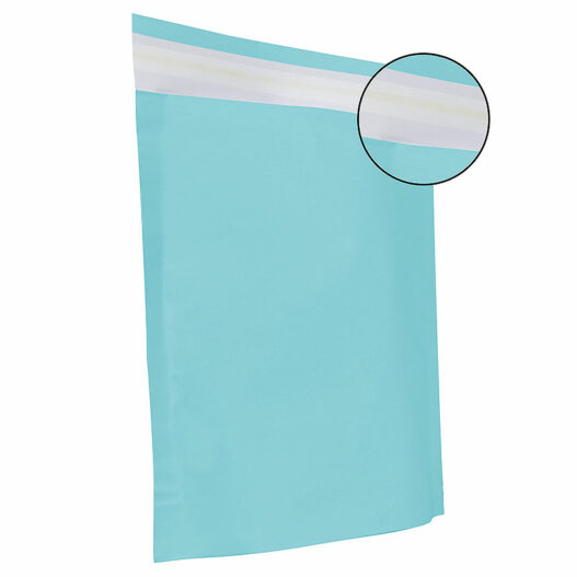 Papieren verzendzakken met brede bodem & plakstrip - Aqua blauw
