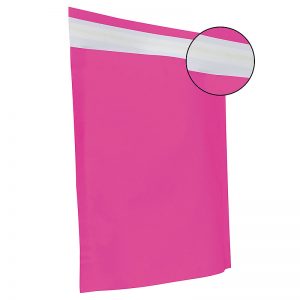 Papieren verzendzakken met brede bodem + plakstrip - Roze