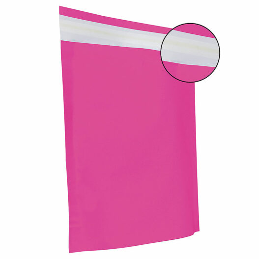 Papieren verzendzakken met brede bodem + plakstrip - Roze
