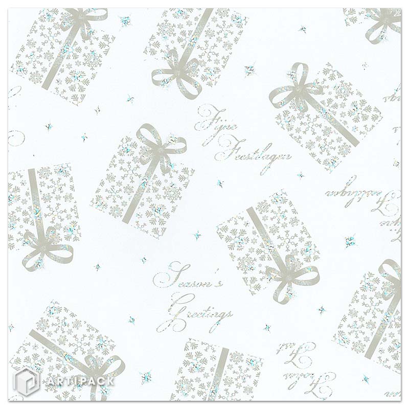 Seasons greetings holographic wrapping paper silver