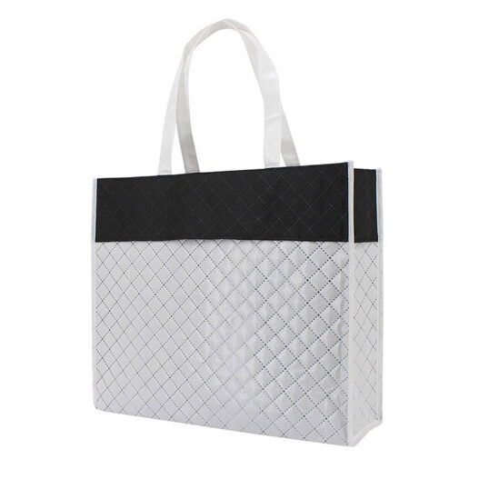 diamond dessin non-woven - white/black carrier bags
