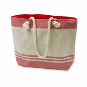 Rood gestreepte strandtas