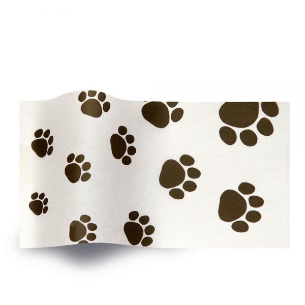 white Tissue paper Printed with puppy paws