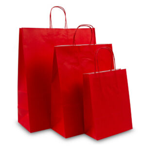 Rode papieren tassen met gedraaide handgrepen