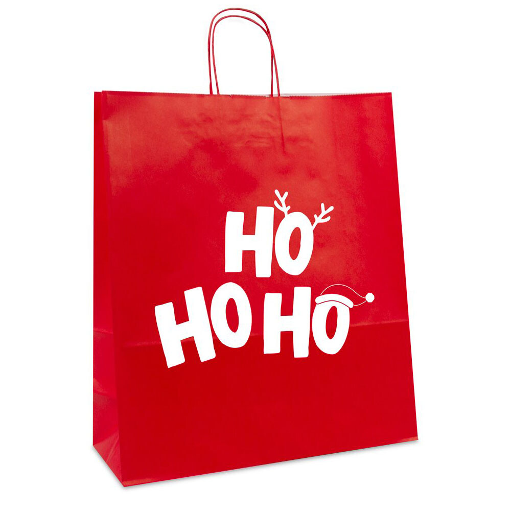 rode kersttas opdruk in wit Ho Ho Ho