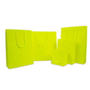 Fluoriserend luxe papieren tassen neon geel mat