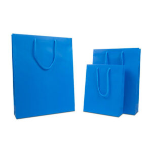 Luxe papieren tassen fluor blauw mat