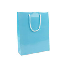 Blauwe glanzende luxe tas van papier