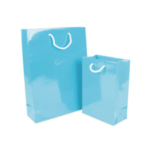 Blauwe glanzende luxe tassen van papier