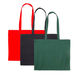 Cotton tote bags in red, green & Black