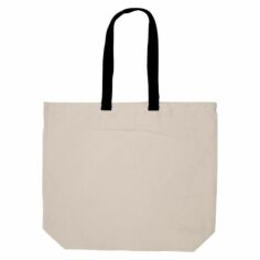 Naturel Canvas strandtas met zwarte draaglussen