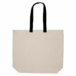 Naturel Canvas strandtas met zwarte draaglussen
