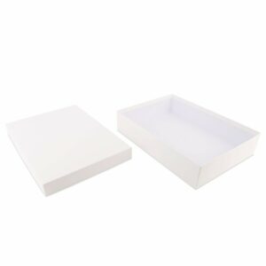 Luxe Kraft Dozen met Losse Deksel Linnenpersing Wit