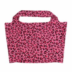 Katoenen strandtas met Panterprint in roze en zwart