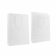 Luxe papieren tas met Klep - Wit Kraft 30 + 10 x 42 cm.